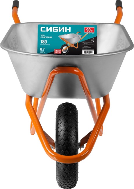 СИБИН СТ-12, 90 л, 180 кг, одноколесная, оцинкованная сталь, строительная тачка (39904) СИБИН СТ-12, 90 л, 180 кг, одноколесная, оцинкованная сталь, строительная тачка (39904)
