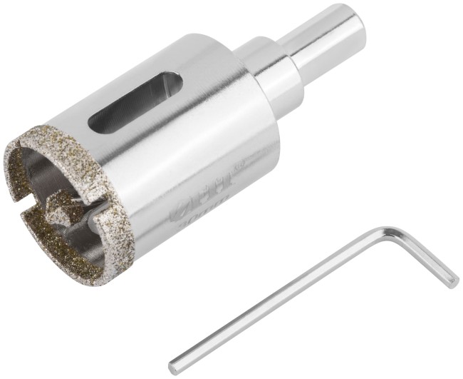 Коронка кольцевая по керамограниту, камню и кафелю алмазная с центровочным сверлом 30х70 мм