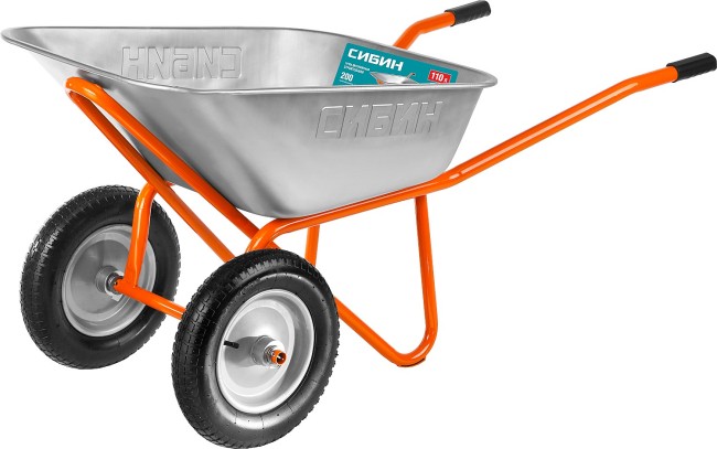 СИБИН СТ-22, 110 л, 200 кг, двухколесная, оцинкованная сталь, строительная тачка (39905) СИБИН СТ-22, 110 л, 200 кг, двухколесная, оцинкованная сталь, строительная тачка (39905)
