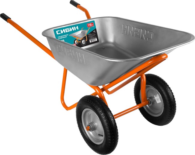 СИБИН СТ-22, 110 л, 200 кг, двухколесная, оцинкованная сталь, строительная тачка (39905) СИБИН СТ-22, 110 л, 200 кг, двухколесная, оцинкованная сталь, строительная тачка (39905)