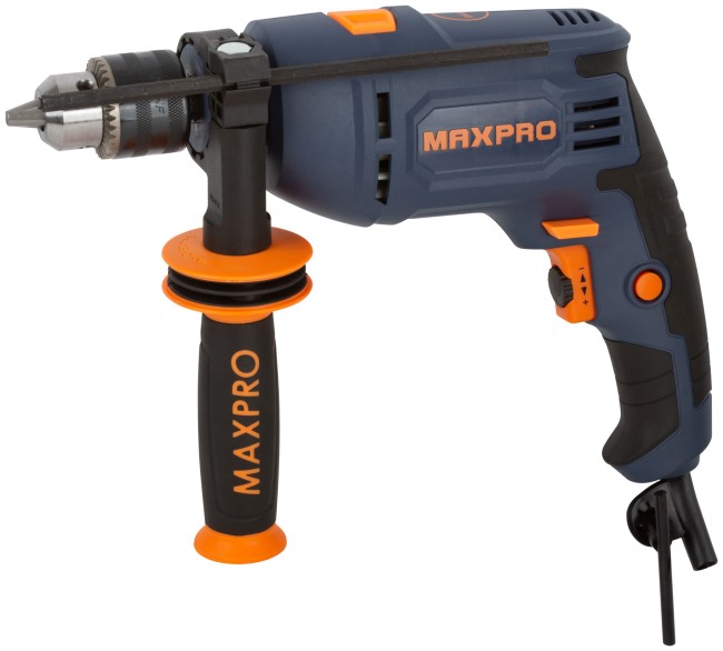 MAX-PRO Дрель ударная 710 Вт; 0-44800 уд/мин, 0-2800об/мин; ключевой патрон 1,5-13мм; 1,7 кг; антивибрационная ручка; резиновые вставки; кор.