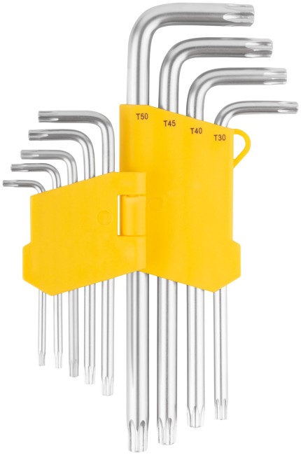 Ключи "Звездочки" 9 шт. 40Cr, Т10-Т50, длинные, в пластиковом держателе