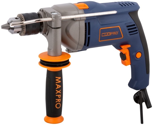 MAX-PRO Дрель ударная 850 Вт; 0-2700об/мин; ключевой патрон 1,5-13мм; 2,4 кг; антивибрационная ручка; резиновые вставки; металлический корпус редуктор