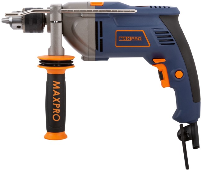MAX-PRO Дрель ударная 850 Вт; 0-2700об/мин; ключевой патрон 1,5-13мм; 2,4 кг; антивибрационная ручка; резиновые вставки; металлический корпус редуктор