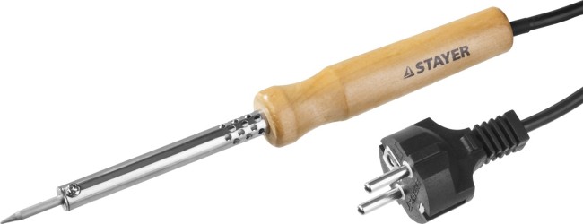 STAYER MAXTerm, 40 Вт, конус, электропаяльник с деревянной рукояткой (55310-40) STAYER MAXTerm, 40 Вт, конус, электропаяльник с деревянной рукояткой (55310-40)