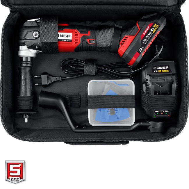 ЗУБР C1-18, 18 В, OQIS, АКБ (2 А·ч), реноватор, сумка, набор насадок (МФИ-18-21)