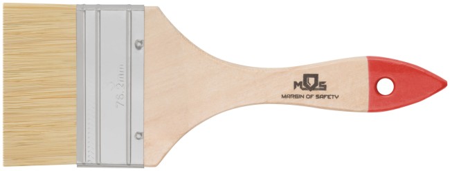 Кисть флейцевая, натур. cветлая щетина, деревянная ручка  3" (75 мм)