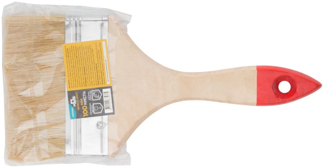Кисть флейцевая, натур. cветлая щетина, деревянная ручка 4" (100 мм) Кисть флейцевая, натур. cветлая щетина, деревянная ручка 4" (100 мм)