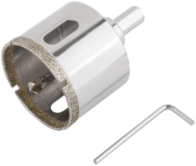 Коронка кольцевая по керамограниту, камню и кафелю алмазная с центровочным сверлом 50х70 мм