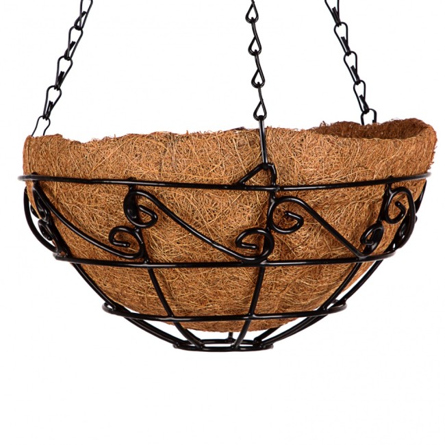 Подвесное кашпо с орнаментом, 25 см, с кокосовой корзиной Palisad Подвесное кашпо с орнаментом, 25 см, с кокосовой корзиной Palisad
