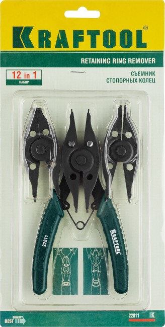 KRAFTOOL Universal 6-in-1, внешний/внутренний, съемник стопорных колец (22811)