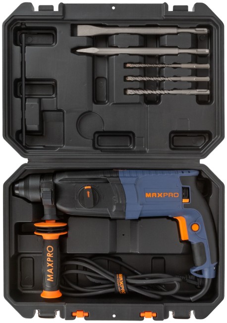 MAX-PRO Перфоратор монтажный 800 Вт; 0-1200об/мин; 2,8Дж; 3 режима; Д/Б/М-30/26/13; 3,2кг; SDS-PLUS; антивибрационная ручка; резиновые вставки; резино MAX-PRO Перфоратор монтажный 800 Вт; 0-1200об/мин; 2,8Дж; 3 режима; Д/Б/М-30/26/13; 3,2кг; SDS-PLUS; антивибрационная ручка; резиновые вставки; резино