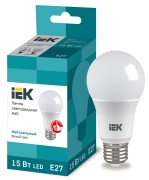 Лампа светодиодная LED 15Вт Е27 220В 4000К A60 груша | LLE-A60-15-230-40-E27 | IEK Лампа светодиодная LED 15Вт Е27 220В 4000К A60 груша | LLE-A60-15-230-40-E27 | IEK