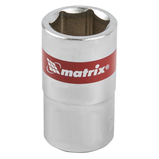 Головка торцевая, 15 мм, шестигранная, CrV, под квадрат 1/2, хромированная Matrix Головка торцевая, 15 мм, шестигранная, CrV, под квадрат 1/2, хромированная Matrix