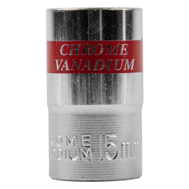 Головка торцевая, 15 мм, шестигранная, CrV, под квадрат 1/2, хромированная Matrix Головка торцевая, 15 мм, шестигранная, CrV, под квадрат 1/2, хромированная Matrix