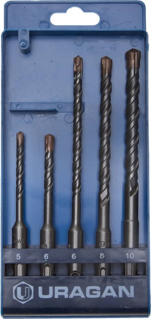 URAGAN 5 шт: 5 х 110, 6 х 110, 6 х 160, 8 х 160, 10 х 160 мм, набор SDS-plus буров (901-25554-H5) URAGAN 5 шт: 5 х 110, 6 х 110, 6 х 160, 8 х 160, 10 х 160 мм, набор SDS-plus буров (901-25554-H5)