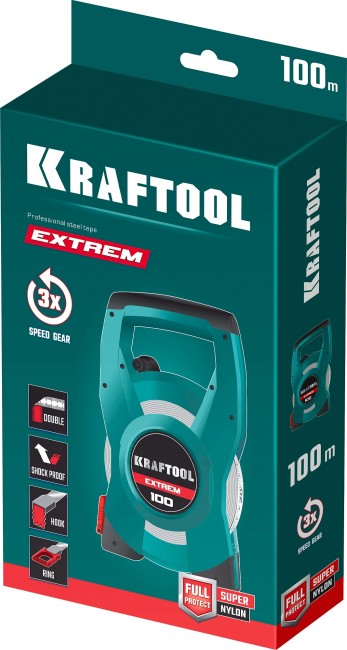 KRAFTOOL EXTREM, 100 м, геодезическая стальная мерная лента KRAFTOOL EXTREM, 100 м, геодезическая стальная мерная лента