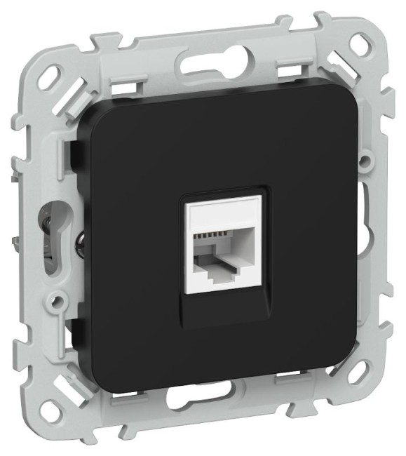 FLITE Розетка компьютерная RJ45 кат.5Е UTP РК5е-1-0-ФлЧ черный | FI-K12-1-K02 | IEK