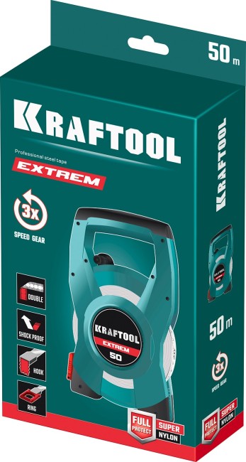 KRAFTOOL 50 м, геодезическая стальная мерная лента (34185-50) KRAFTOOL 50 м, геодезическая стальная мерная лента (34185-50)