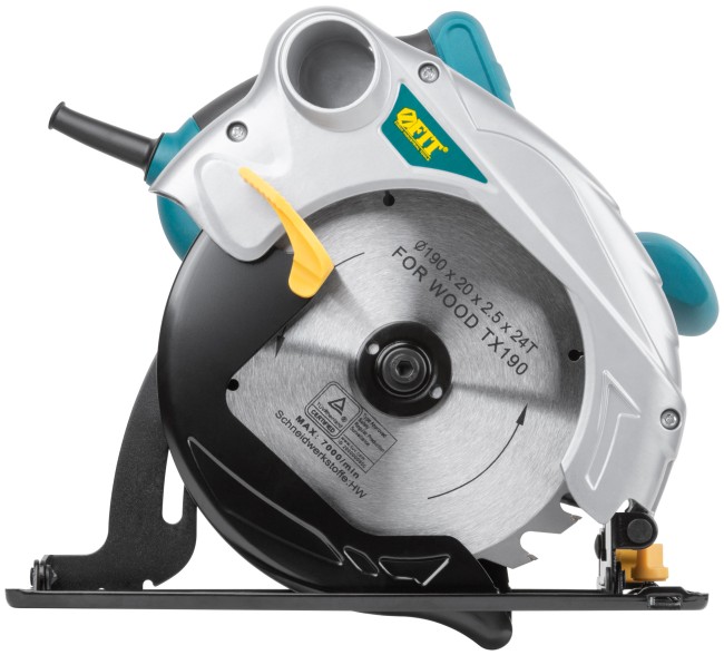 Пила дисковая 1300 Вт; 4700 об/мин; 190/20 мм; жел. опора; рез. накл.; блок шпинд.; коробка