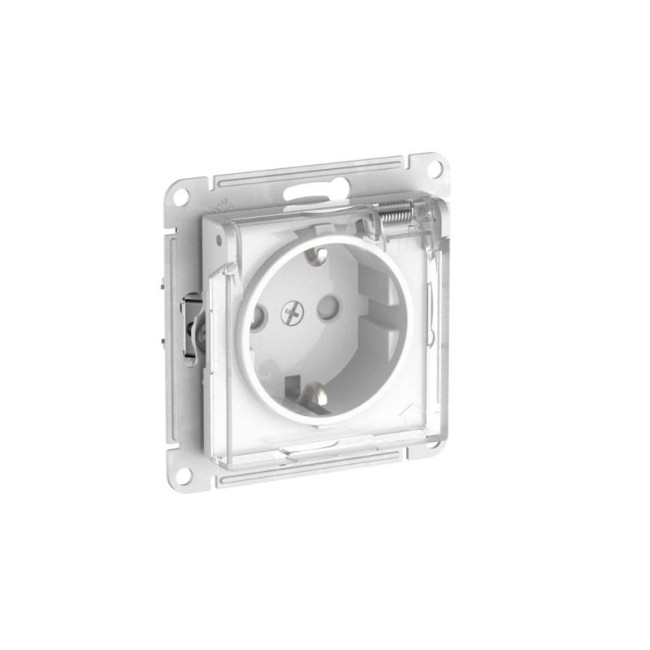 AtlasDesign Aqua Белый Розетка с заземлением со шторками с прозрачной крышкой,16А, IP44, механизм, быстрозажимные клеммы,БЕЛЫЙ | ATN440146S | SE