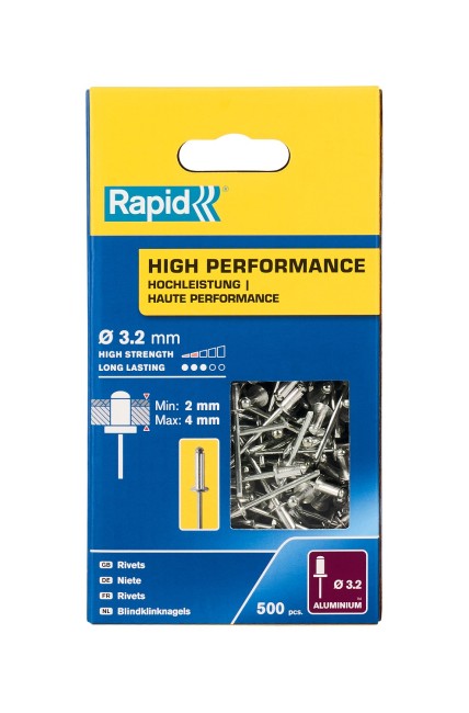 RAPID R:High-performance-rivet, 3.2 х 8 мм, 500 шт, алюминиевая высокопроизводительная заклепка (5001431)