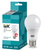 Лампа светодиодная LED 20Вт Е27 220В 4000К A60 груша | LLE-A60-20-230-40-E27 | IEK Лампа светодиодная LED 20Вт Е27 220В 4000К A60 груша | LLE-A60-20-230-40-E27 | IEK