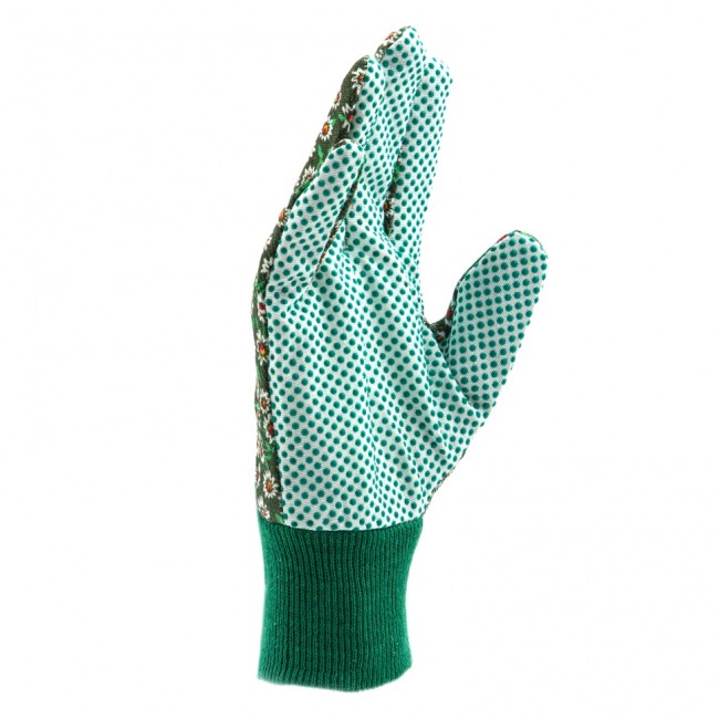 Перчатки садовые х/б ткань с ПВХ точкой, манжет, L Palisad