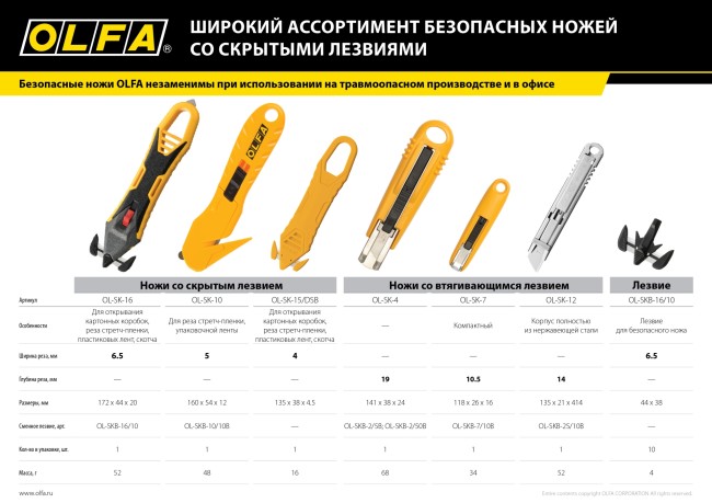 OLFA SK-16 для ножа, 10 шт, лезвие (OL-SKB-16/10)