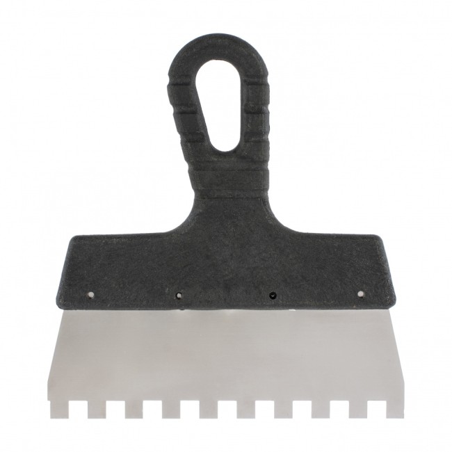 Шпатель из нержавеющей стали, 150 мм, зуб 8 х 8 мм, пластмассовая ручка Sparta Шпатель из нержавеющей стали, 150 мм, зуб 8 х 8 мм, пластмассовая ручка Sparta