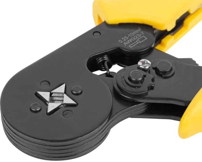 Пресс-клещи для обжима втулочных наконечников 0,25-10 мм, прорезиненные ручки 175 мм Пресс-клещи для обжима втулочных наконечников 0,25-10 мм, прорезиненные ручки 175 мм