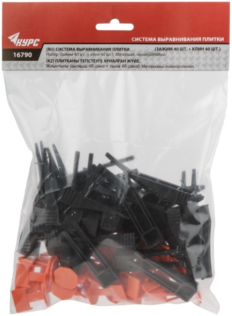 СВП ( Система Выравнивания Плитки), Зажимы 40 шт. и Клинья 40 шт., набор, толщина шва 1,5 мм