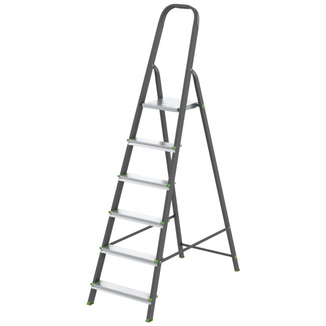 Стремянка, 6 ступеней, стальной профиль, алюминиевые ступени Россия Сибртех Стремянка, 6 ступеней, стальной профиль, алюминиевые ступени Россия Сибртех