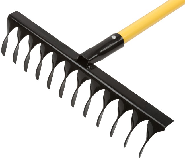 Грабли, прямой зуб, 12 зубьев,  с желтым метализированным черенком