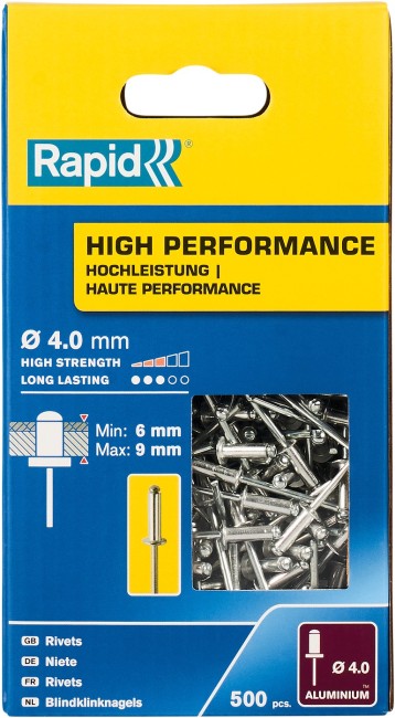 RAPID R:High-performance-rivet, 4.0 х 12 мм, 500 шт, алюминиевая высокопроизводительная заклепка (5001434)