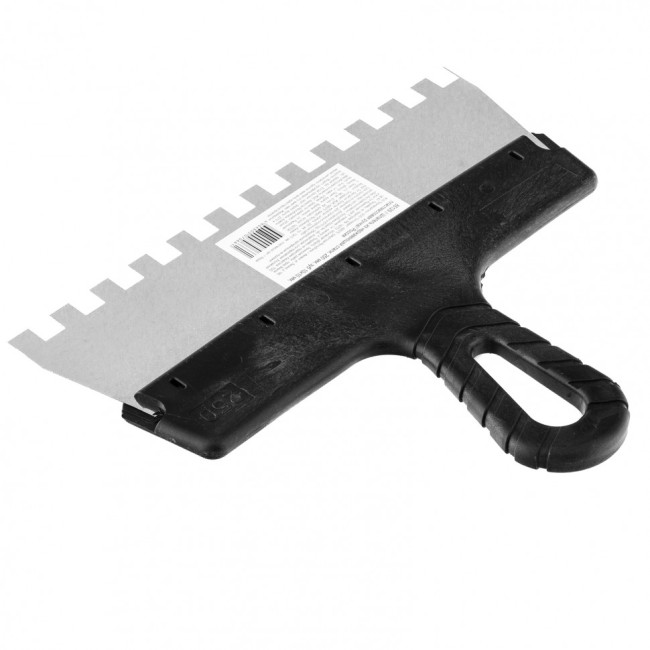 Шпатель из нержавеющей стали, 250 мм, зуб 10 х 10 мм, пластмассовая ручка Sparta Шпатель из нержавеющей стали, 250 мм, зуб 10 х 10 мм, пластмассовая ручка Sparta