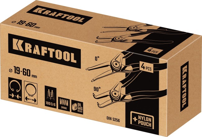 ЗУБР 4 шт, 180 мм, набор съемников стопорных колец, Профессионал (22826)