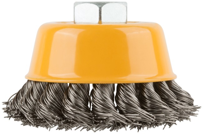 Корщетка-чашка, гайка М14, витая проволока, нержавеющая сталь  75 мм