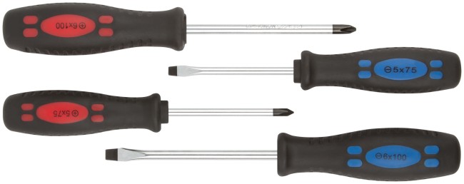 Отвертки "Стандарт", CrV сталь, магнитный наконечник, прорезиненные ручки, блистер, набор 4 шт.