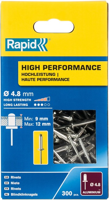 RAPID R:High-performance-rivet, 4.8 х 16 мм, 300 шт, алюминиевая высокопроизводительная заклепка (5001438)