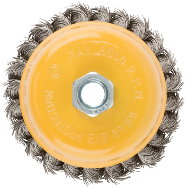 Корщетка-чашка, гайка М14, витая проволока, нержавеющая сталь 100 мм Корщетка-чашка, гайка М14, витая проволока, нержавеющая сталь 100 мм