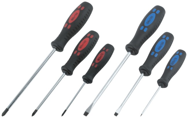 Отвертки "Стандарт", CrV сталь, магнитный наконечник, прорезиненные ручки, блистер, набор 6 шт. Отвертки "Стандарт", CrV сталь, магнитный наконечник, прорезиненные ручки, блистер, набор 6 шт.