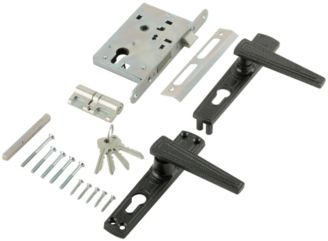 Замок врезной с ручками "Зенит" ЗВ4-3.01, серебро Замок врезной с ручками "Зенит" ЗВ4-3.01, серебро