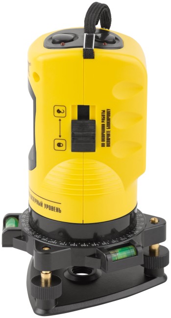 Уровень лазерный самоуспокаивающийся, красные лучи, крест, диапазон 10 м, тренога, очки, пластиковый кейс