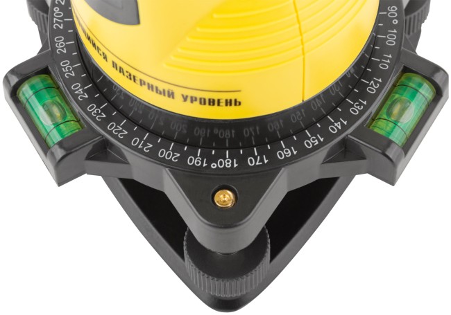 Уровень лазерный самоуспокаивающийся, красные лучи, крест, диапазон 10 м, тренога, очки, пластиковый кейс