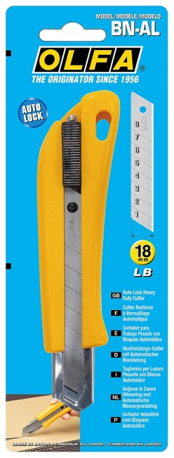 OLFA 18 мм, с авто фиксатором, нож с выдвижным лезвием, (OL-BN-AL)