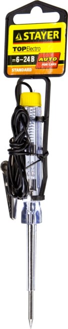 STAYER TOPElectro, 6 - 24 В, 120 мм, флажок-подвеска, электрический пробник для автопроводки (2573-24V)