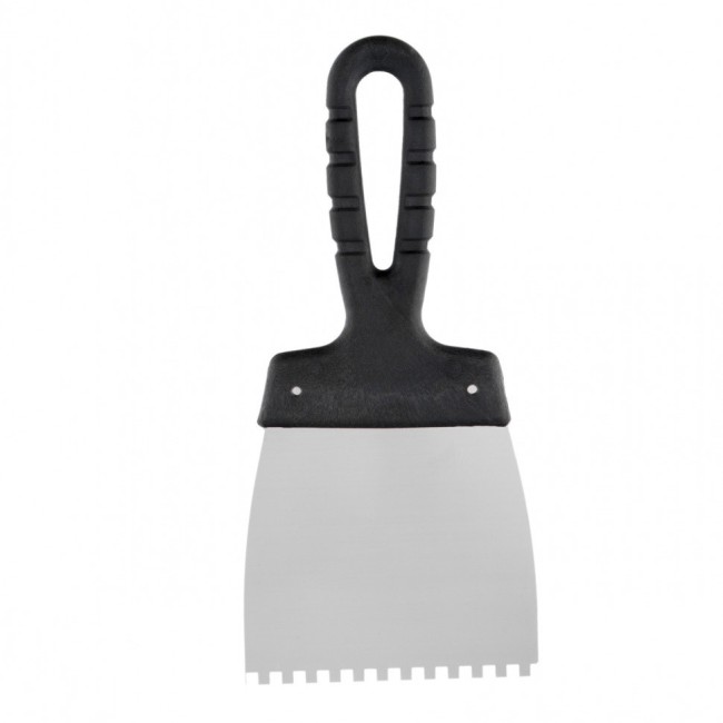 Шпатель из нержавеющей стали, 100 мм, зуб 4 х 4 мм, пластмассовая ручка Sparta Шпатель из нержавеющей стали, 100 мм, зуб 4 х 4 мм, пластмассовая ручка Sparta