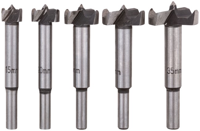 Фрезы по дереву (сверла Форстнера), усиленная 60# сталь, 5 шт., 15/20/25/30/35 мм