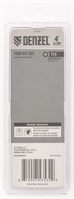 Бита T15x100 мм, 5 шт.// Denzel Бита T15x100 мм, 5 шт.// Denzel